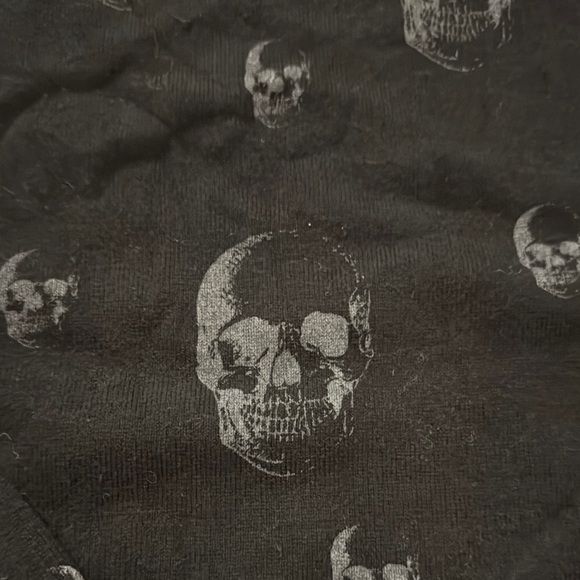 Skull Cashmere Black Crewneck Sweater with Skull Pattern - Picture 3 of 8